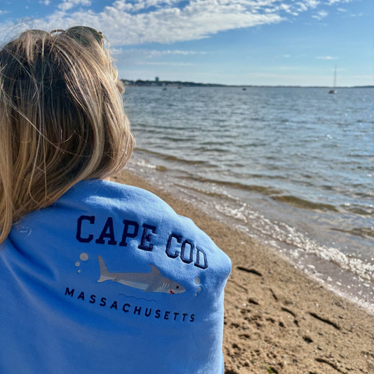 Cape Cod Cute Shark Embroidered Crewneck Sweatshirt