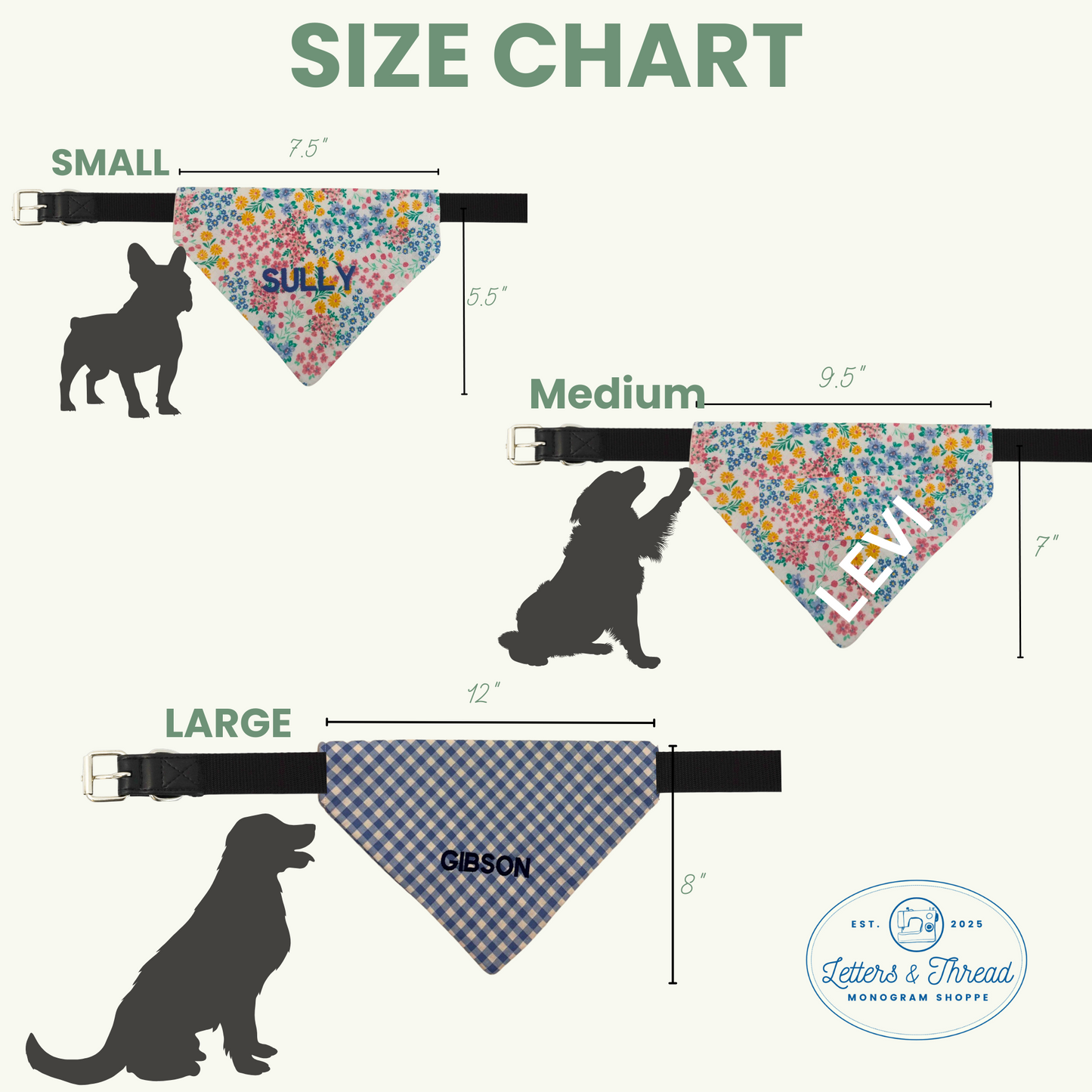 Embroidered Over the Collar Gingham Dog Bandana
