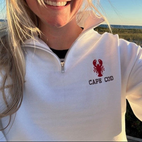 Cape Cod Lobster Embroidered Quarter Zip Sweatshirt